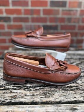 Dexter Men's Size 8.5 WW Brown Leather Kiltie Tassel Slip On Loafers Made USA P5